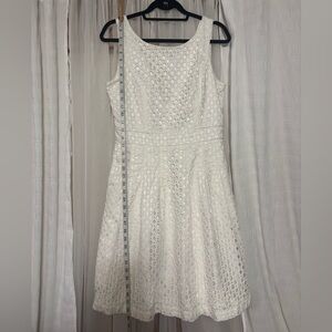 White House Black Market Cream Sleeveless A-Line Midi Dress